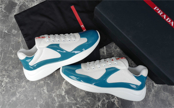 PRADA America's Cup Blue Sneakers - White Unisex Streetwear Limited Edition