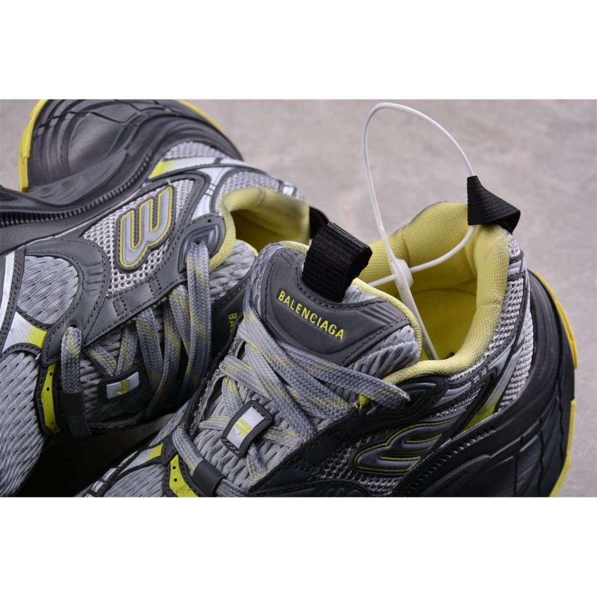 BALENCIAGA 10 - L - Grey Fluorescent Sneakers - Yellow Unisex Streetwear Limited Edition - The BALENCIAGA 10XL x Grey Fluorescent Yellow sneakers are a dynamic fusion of muted and