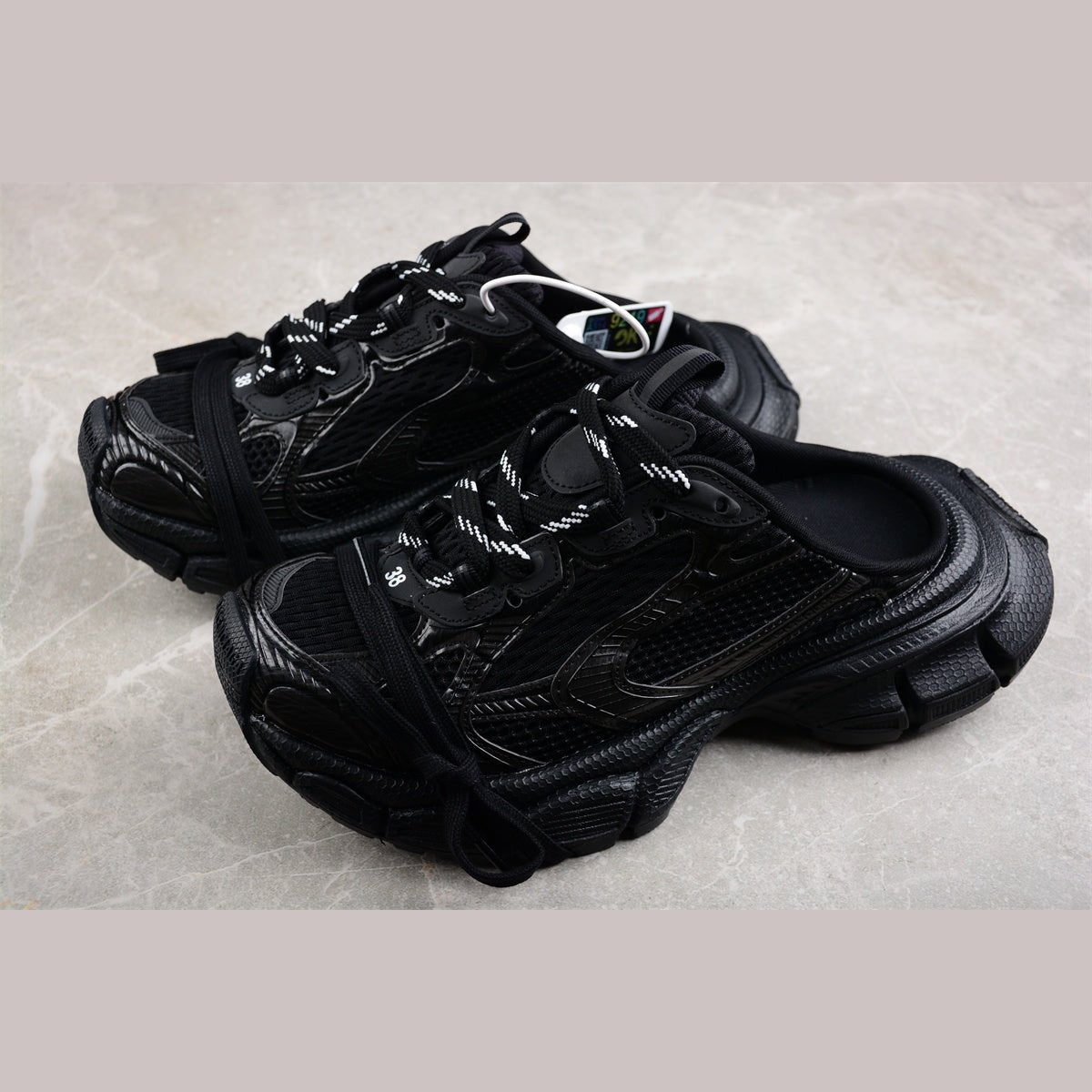 BALENCIAGA 3 - L Mule - All - Black Unisex Streetwear Limited Edition - Introducing the BALENCIAGA 3XL Mule x All Black, a bold fusion of style and comfort.