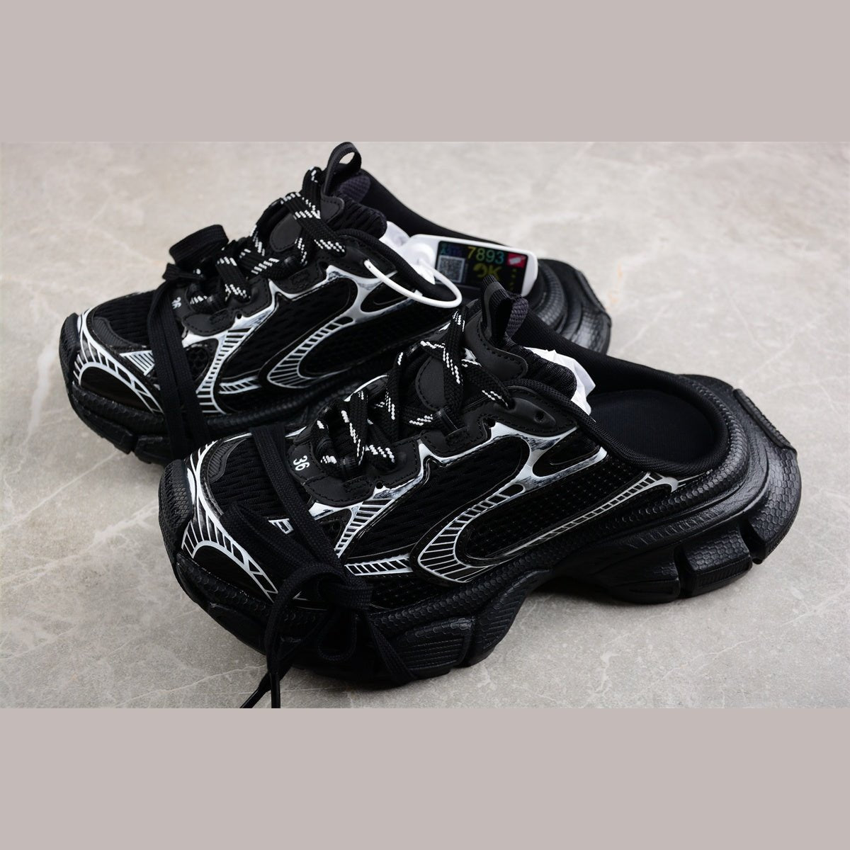 BALENCIAGA 3 - L Mule - White - Black Unisex Streetwear Limited Edition - Introducing the BALENCIAGA 3XL Mule x Black White, a striking blend of contemporary style and