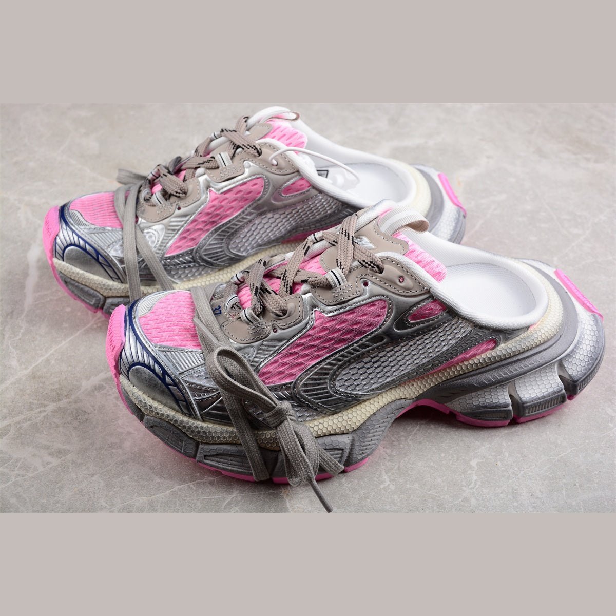 BALENCIAGA 3 - L Mule - Grey - Pink Unisex Streetwear Limited Edition - Introducing the BALENCIAGA 3XL Mule x Grey Pink, a perfect blend of luxury and modern