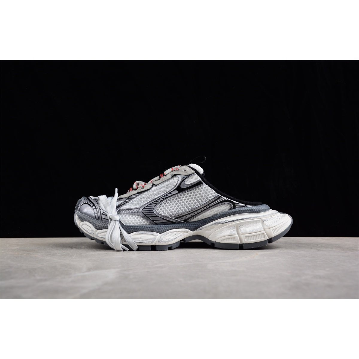 BALENCIAGA 3 - L Mule - Grey - Red Unisex Streetwear Limited Edition - The Balenciaga 3XL Mule x Grey Red is a bold fusion of contemporary style and