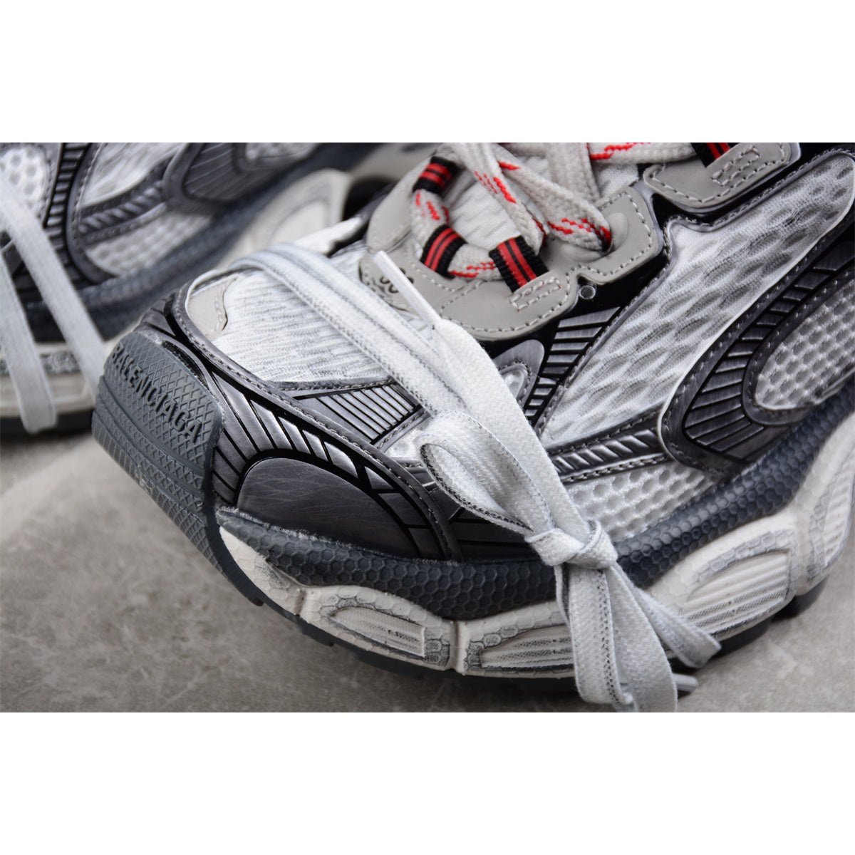 BALENCIAGA 3 - L Mule - Grey - Red Unisex Streetwear Limited Edition - The Balenciaga 3XL Mule x Grey Red is a bold fusion of contemporary style and