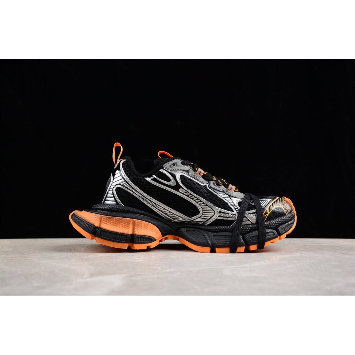 BALENCIAGA 3 - L - Orange Grey Sneakers - Black Unisex Streetwear Limited Edition - Introducing the BALENCIAGA 3XL x Black Orange Grey, a striking fusion of bold design and