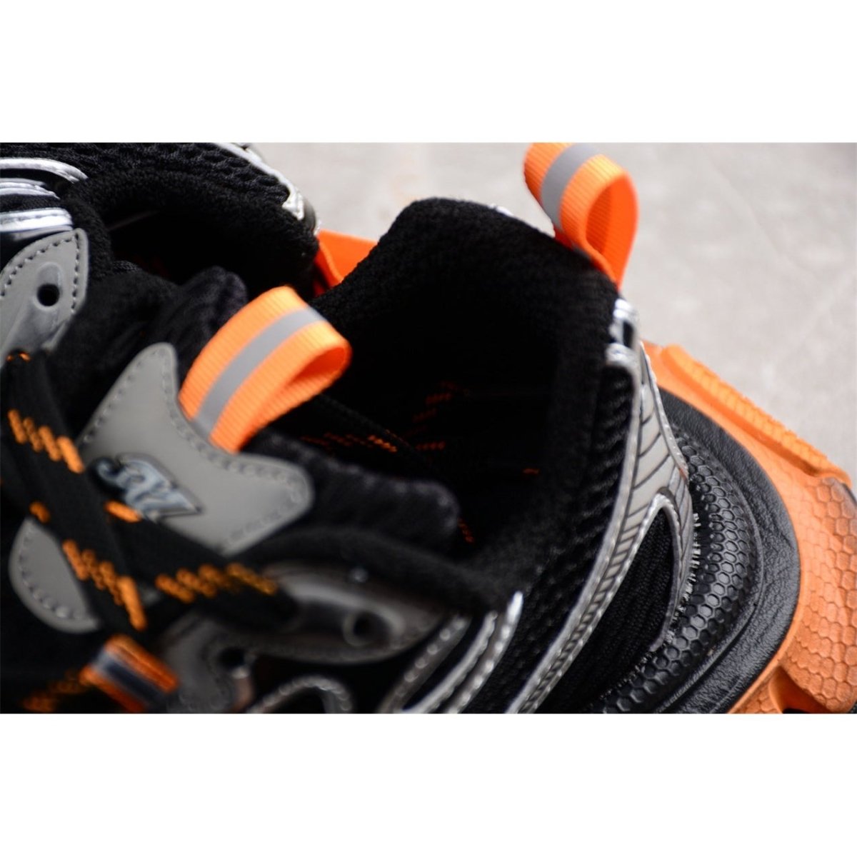 BALENCIAGA 3 - L - Orange Grey Sneakers - Black Unisex Streetwear Limited Edition - Introducing the BALENCIAGA 3XL x Black Orange Grey, a striking fusion of bold design and
