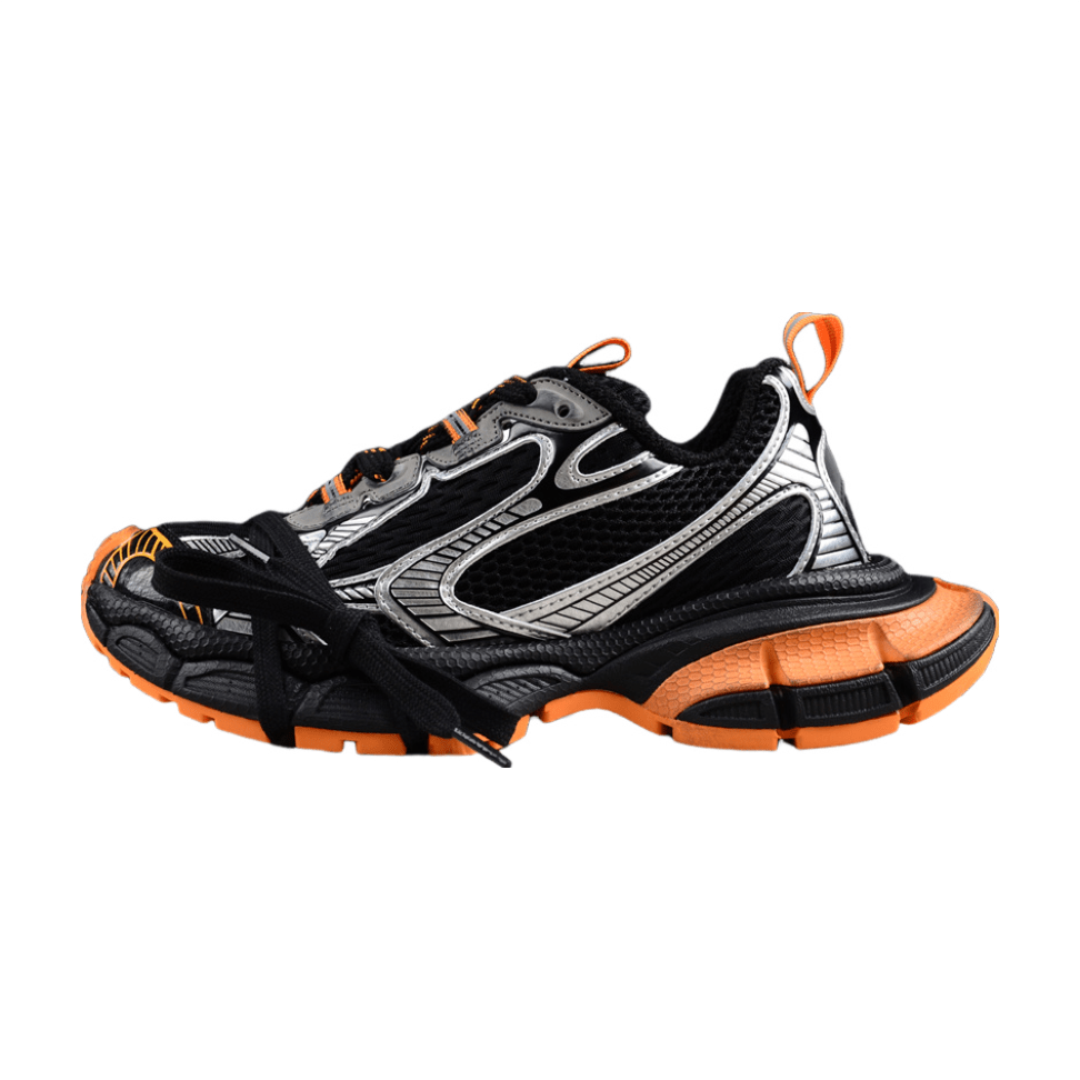 BALENCIAGA 3 - L - Orange Grey Sneakers - Black Unisex Streetwear Limited Edition - Introducing the BALENCIAGA 3XL x Black Orange Grey, a striking fusion of bold design and