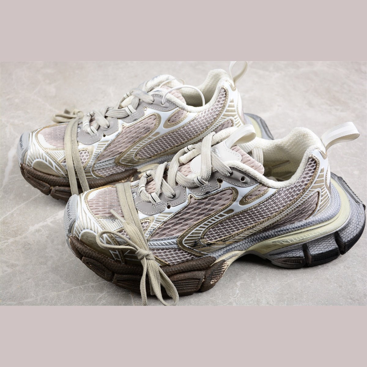 BALENCIAGA 3 - L - Champagne Graffiti Sneakers - Red Unisex Streetwear Limited Edition - Introducing the BALENCIAGA 3XL in Champagne Graffiti, a striking blend of luxury and street art.