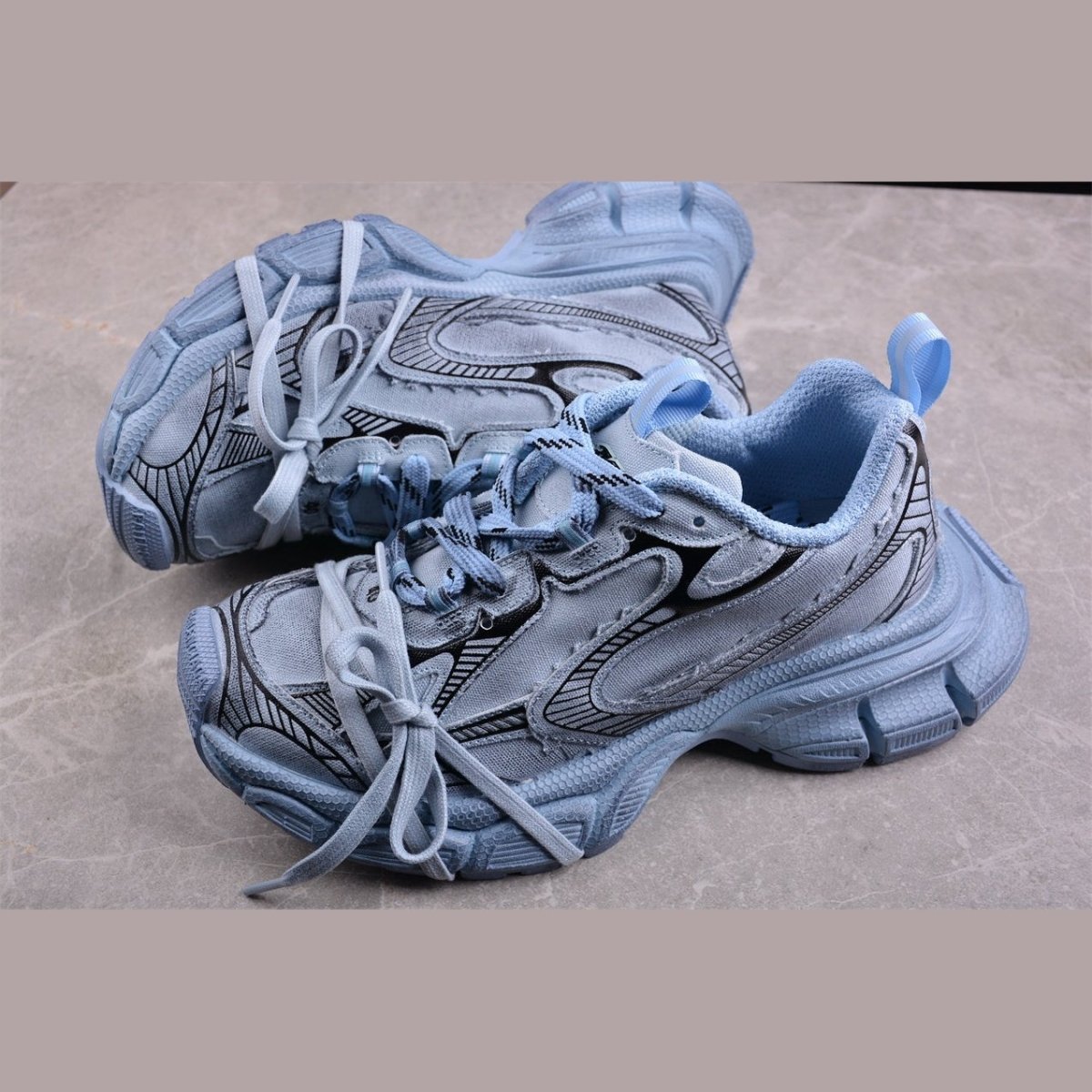 BALENCIAGA 3 - L - Cyan Sneakers - Blue Unisex Streetwear Limited Edition - Introducing the BALENCIAGA 3XL in Cyan Blue, a bold fusion of luxury and streetwear. This