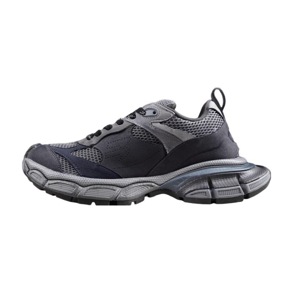 BALENCIAGA 3 - L - Dark Sneakers - Grey Unisex Streetwear Limited Edition - The BALENCIAGA 3XL x Dark Grey sneakers epitomize bold luxury with a monochromatic, understated design.