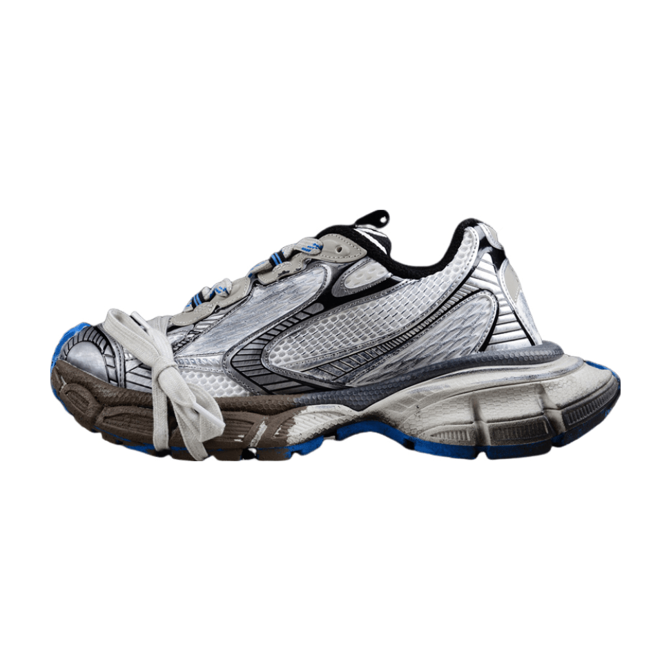 BALENCIAGA 3 - L - Gray Blue-graffiti Sneakers Unisex Streetwear Limited Edition - Introducing the BALENCIAGA 3XL in Gray Blue-Graffiti, a bold fusion of urban art and high