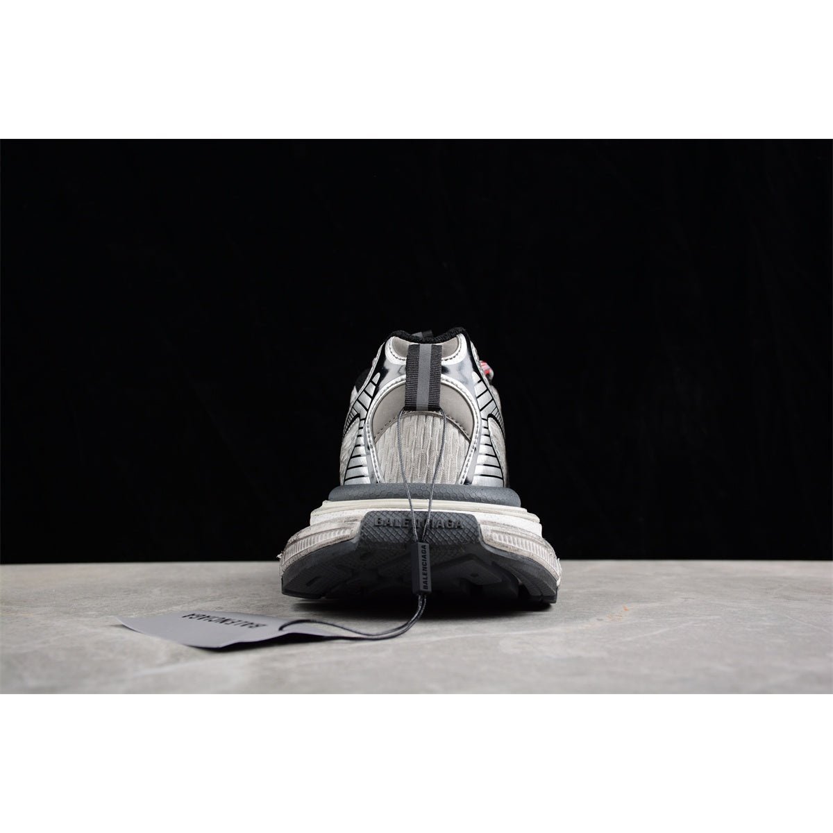 BALENCIAGA 3 - L - Grey Red Hoodie - White Unisex Streetwear Limited Edition - The Balenciaga 3XL x Grey White Red collection offers a bold reinterpretation of classic color