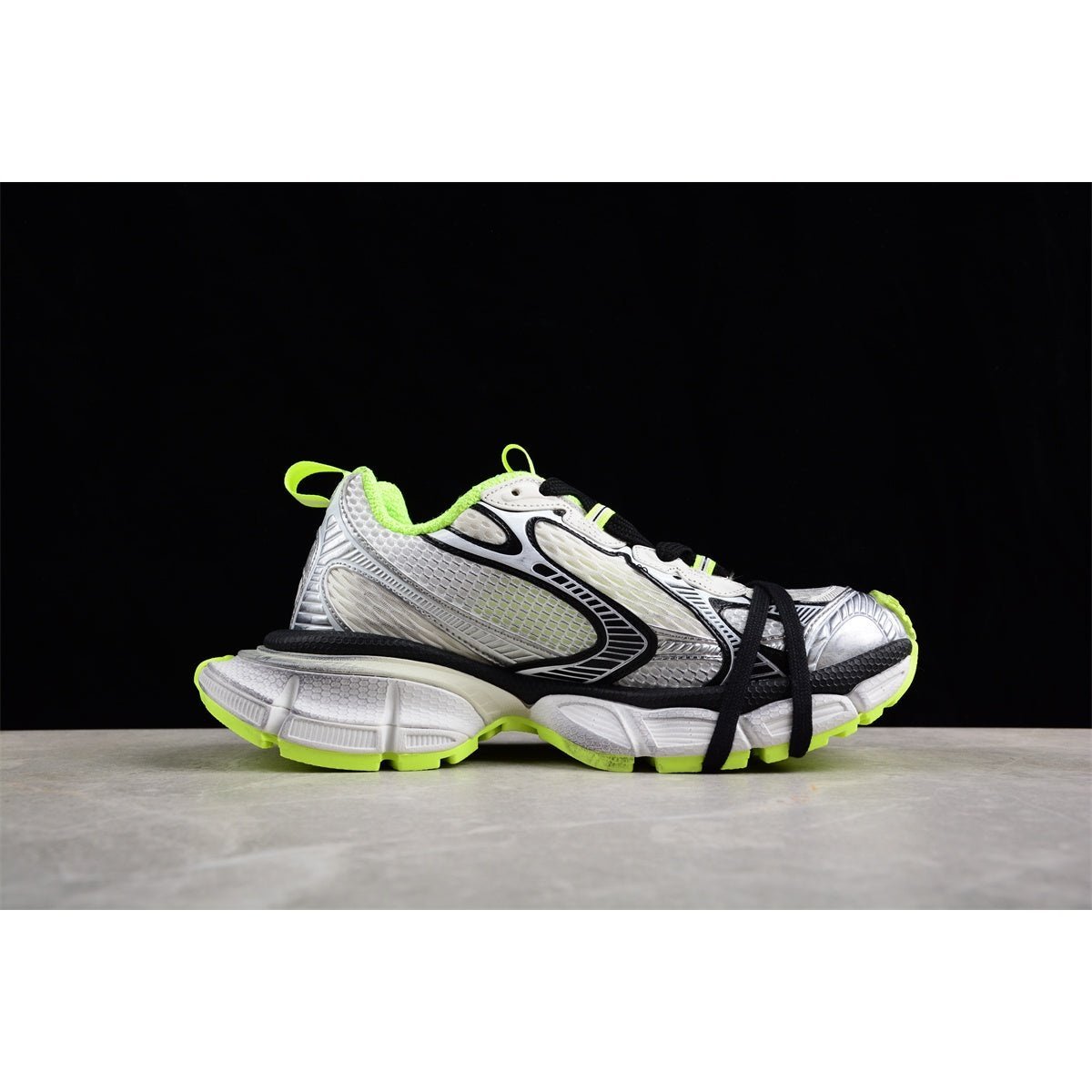 BALENCIAGA 3 - L - White Fluo Yellow Sneakers - Black Unisex Streetwear Limited Edition - Introducing the BALENCIAGA 3XL x White Black Fluo Yellow, a dynamic fusion of modern design
