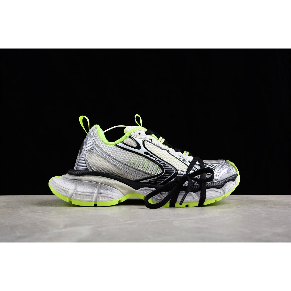 BALENCIAGA 3 - L - White Fluo Yellow Sneakers - Black Unisex Streetwear Limited Edition - Introducing the BALENCIAGA 3XL x White Black Fluo Yellow, a dynamic fusion of modern design
