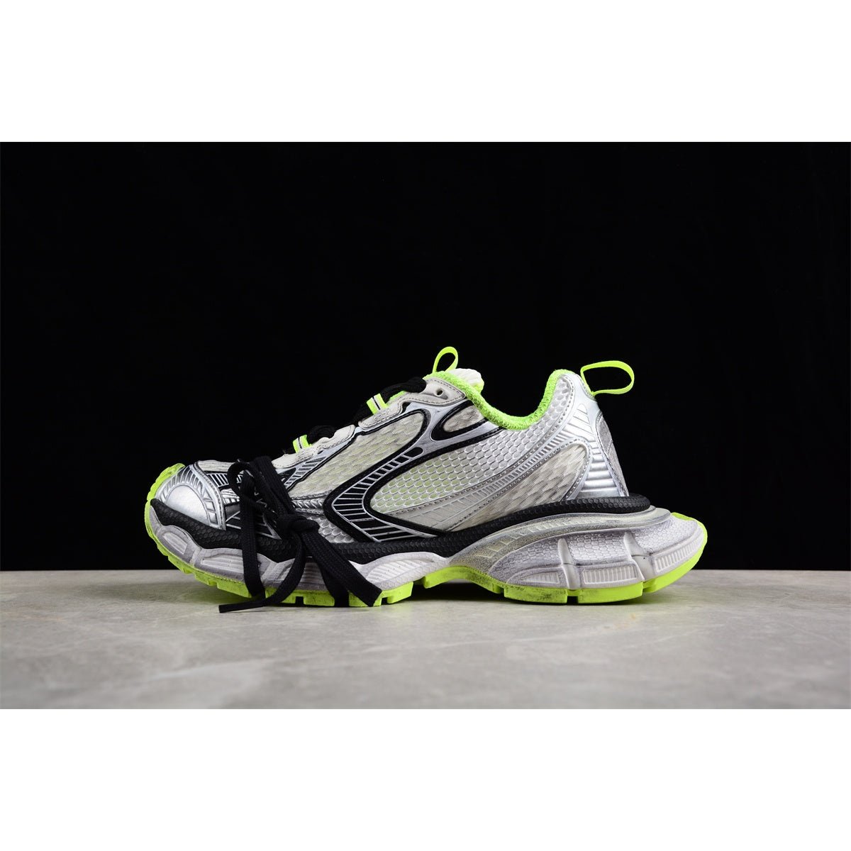 BALENCIAGA 3 - L - White Fluo Yellow Sneakers - Black Unisex Streetwear Limited Edition - Introducing the BALENCIAGA 3XL x White Black Fluo Yellow, a dynamic fusion of modern design