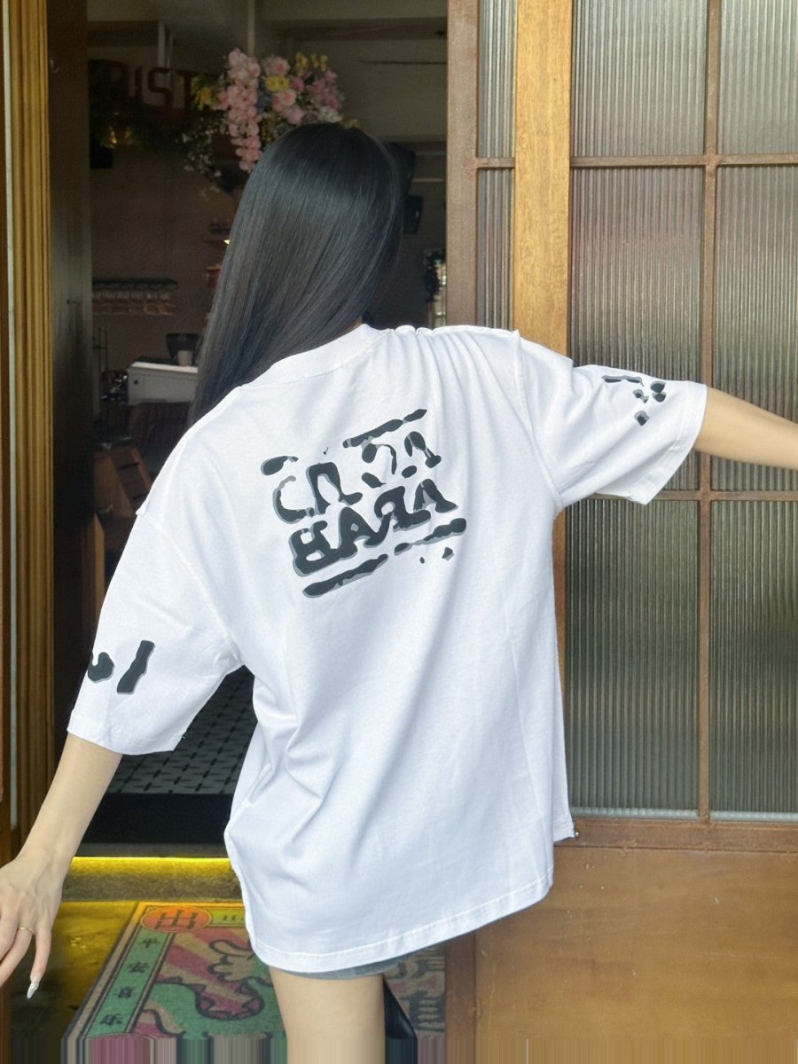Balenciaga Acid Arab T-shirt - White Unisex Streetwear Limited Edition - This Balenciaga t-shirt features a bold 'Acid Arab' graphic in black on the front, along