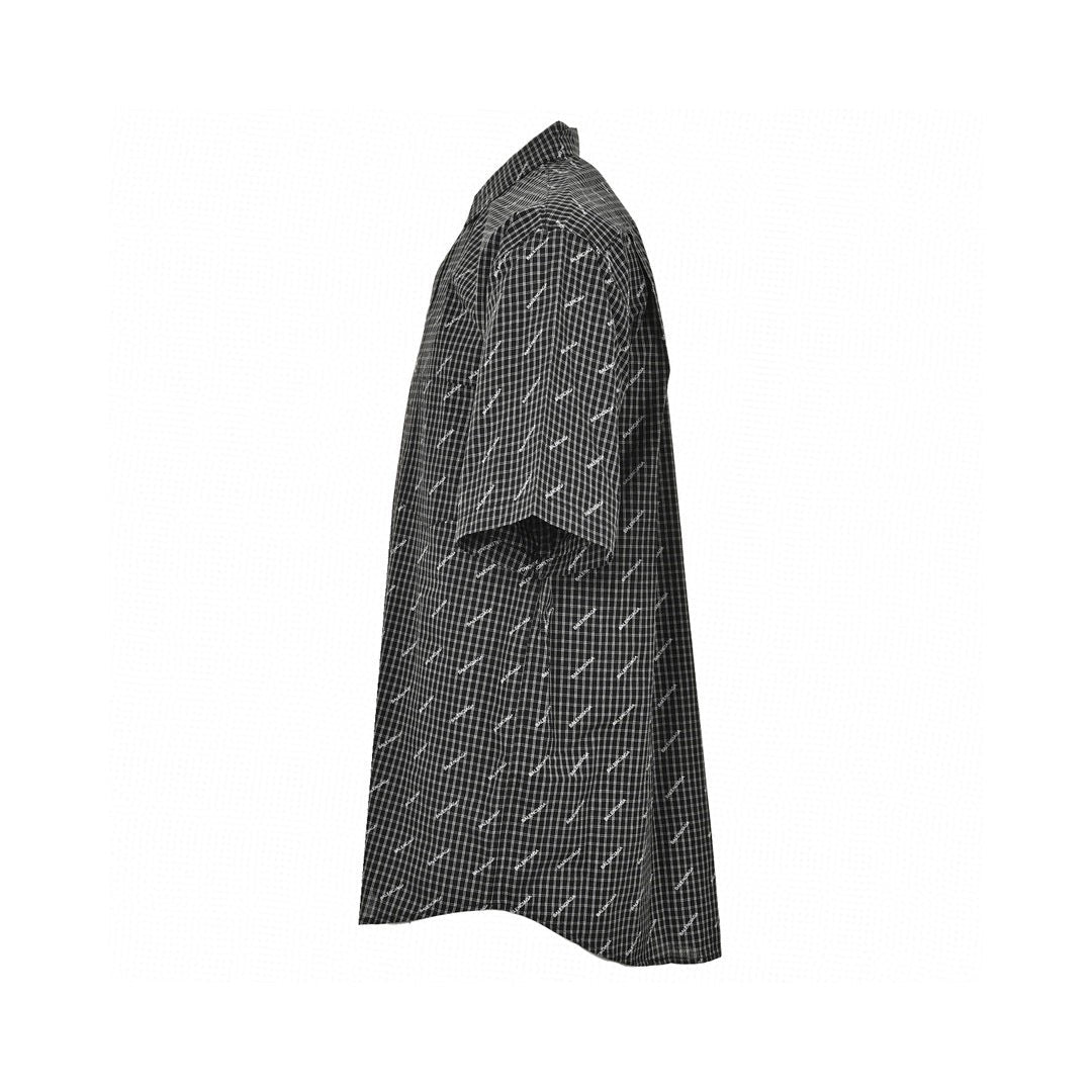 Balenciaga Allover Logo Check Shirt - Black Unisex Streetwear Limited Edition - This Balenciaga shirt features an allover logo design set against a classic black and white