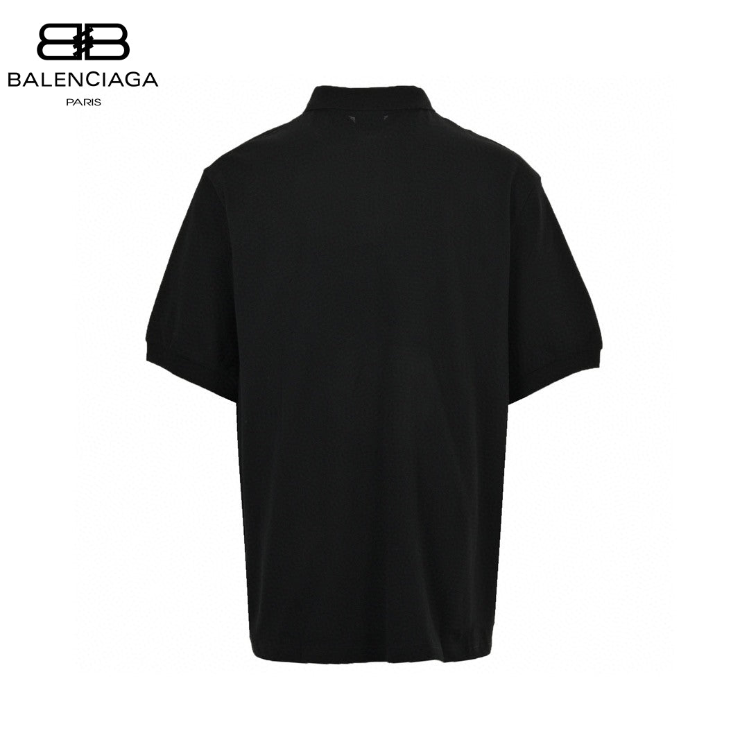 Balenciaga Bb Logo Polo Shirt - Black Unisex Streetwear Limited Edition - This Balenciaga polo shirt features a classic design with the 'BB' logo and 'Balenciaga' branding
