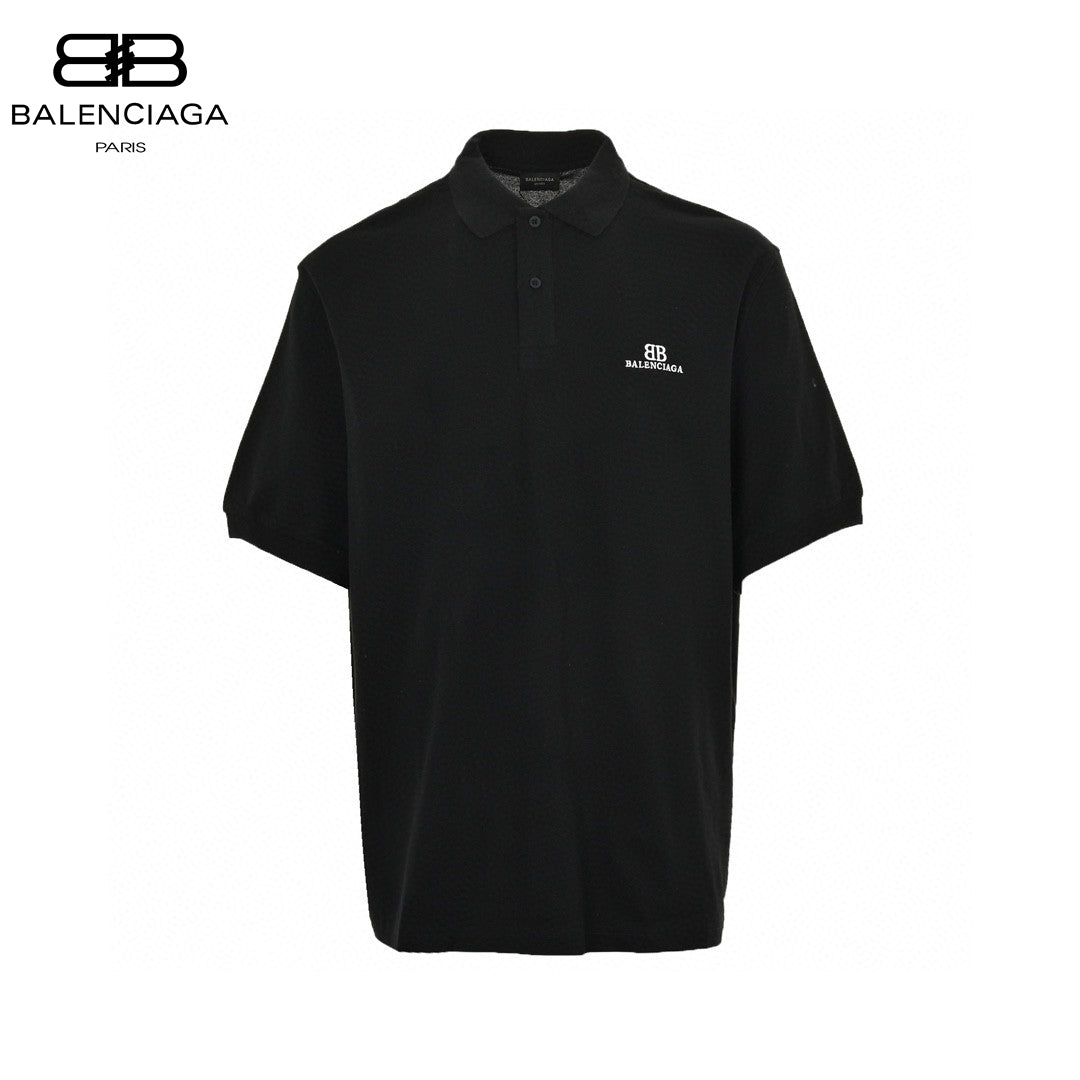 Balenciaga Bb Logo Polo Shirt - Black Unisex Streetwear Limited Edition - This Balenciaga polo shirt features a classic design with the 'BB' logo and 'Balenciaga' branding