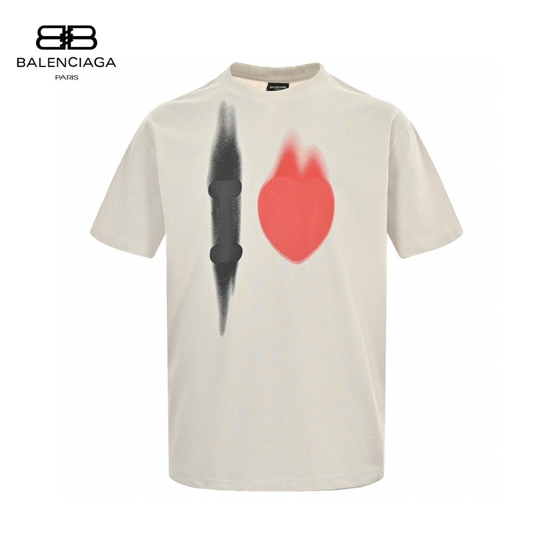 Balenciaga T-shirt With Abstract Graphic - Beige Unisex Streetwear Limited Edition - <span>Artistic and modern. Features an abstract graphic design. Made from high-quality fabric. Perfect for casual