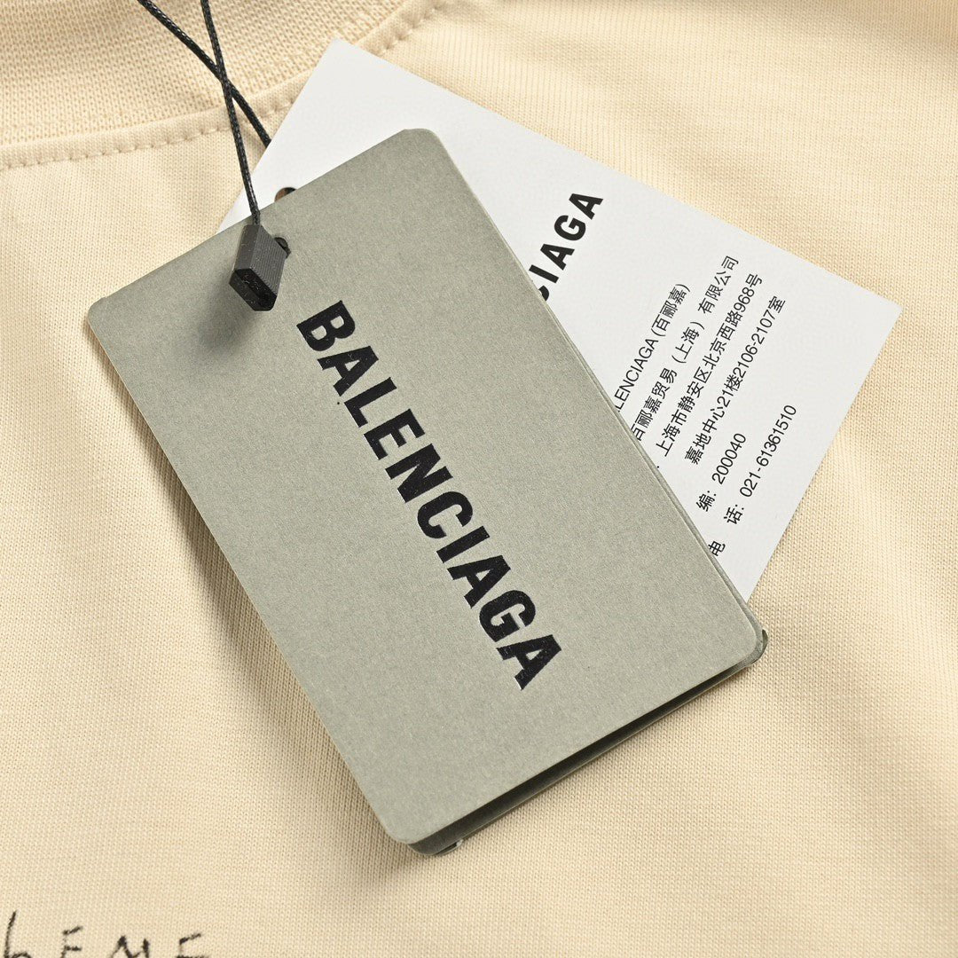 Balenciaga T-shirt With Musical Notes - Beige Unisex Streetwear Limited Edition - <span>Unique and artistic. Features musical notes graphic. Made from premium fabric. Perfect for casual wear.