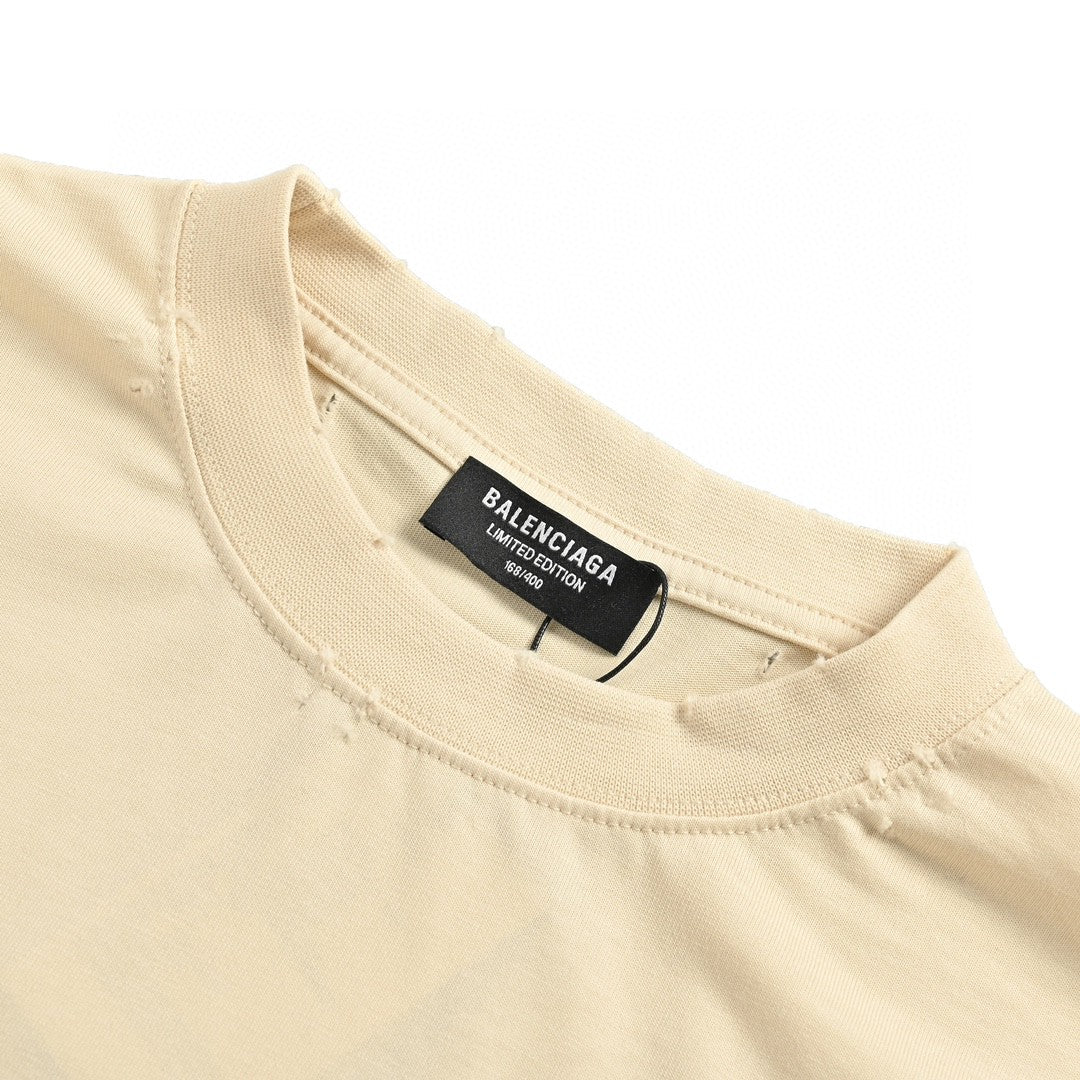 Balenciaga T-shirt With Musical Notes - Beige Unisex Streetwear Limited Edition - <span>Unique and artistic. Features musical notes graphic. Made from premium fabric. Perfect for casual wear.
