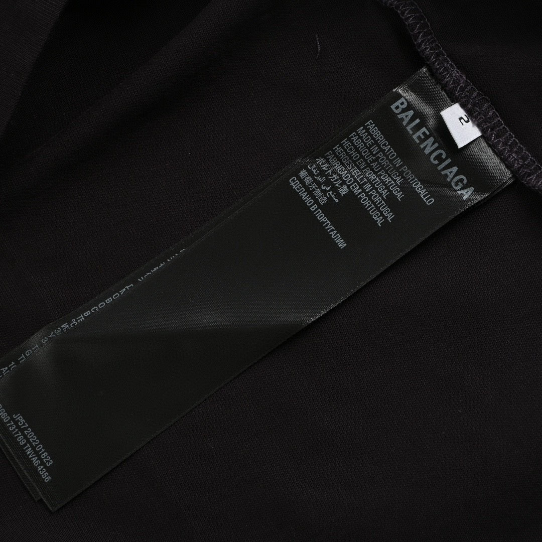 Balenciaga T-shirt With Label Detail - Black Unisex Streetwear Limited Edition - <span>Minimalist design. Features a small label detail at the bottom. Made from premium fabric for