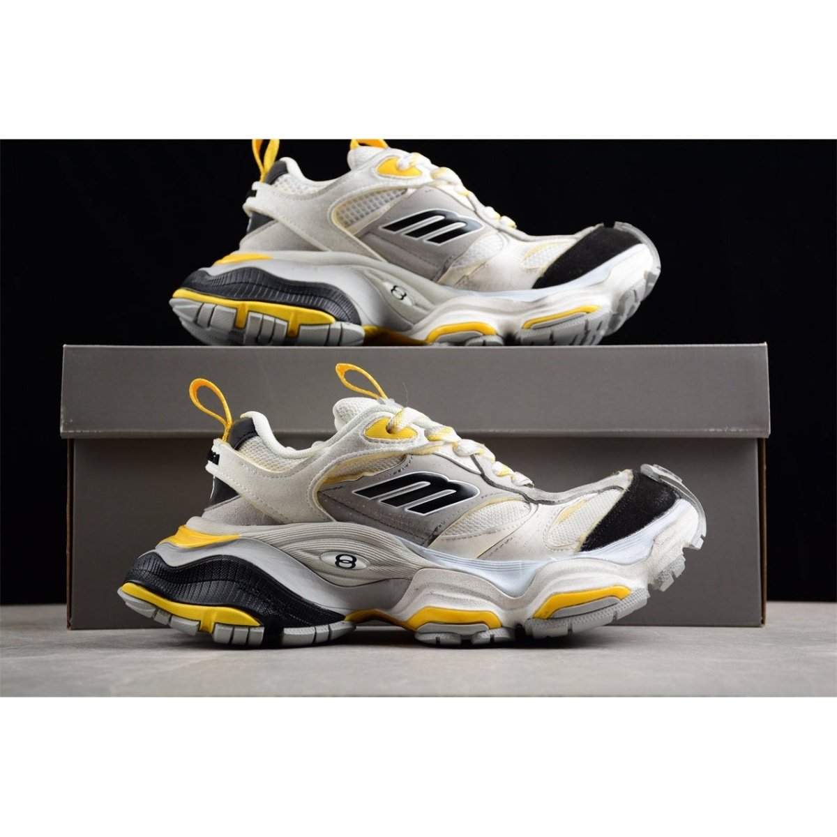 BALENCIAGA Cargo - Grey Yellow Sneakers - Black Unisex Streetwear Limited Edition - Introducing the BALENCIAGA Cargo x Grey Black Yellow, a dynamic blend of utilitarian functionality and