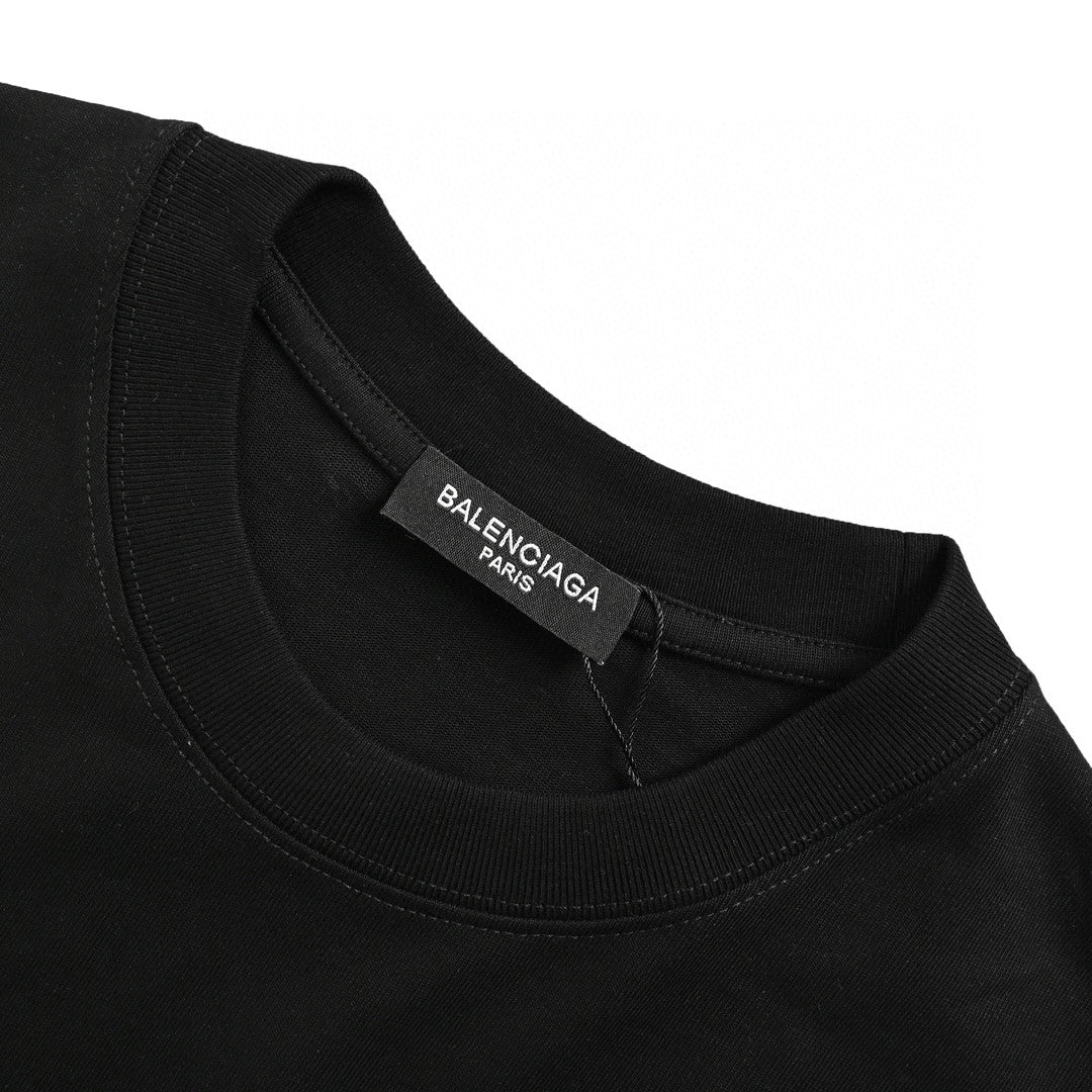Balenciaga Crystal Logo T-shirt In - Black Unisex Streetwear Limited Edition - The Balenciaga Crystal Logo T-Shirt in black is a sleek and refined addition to any