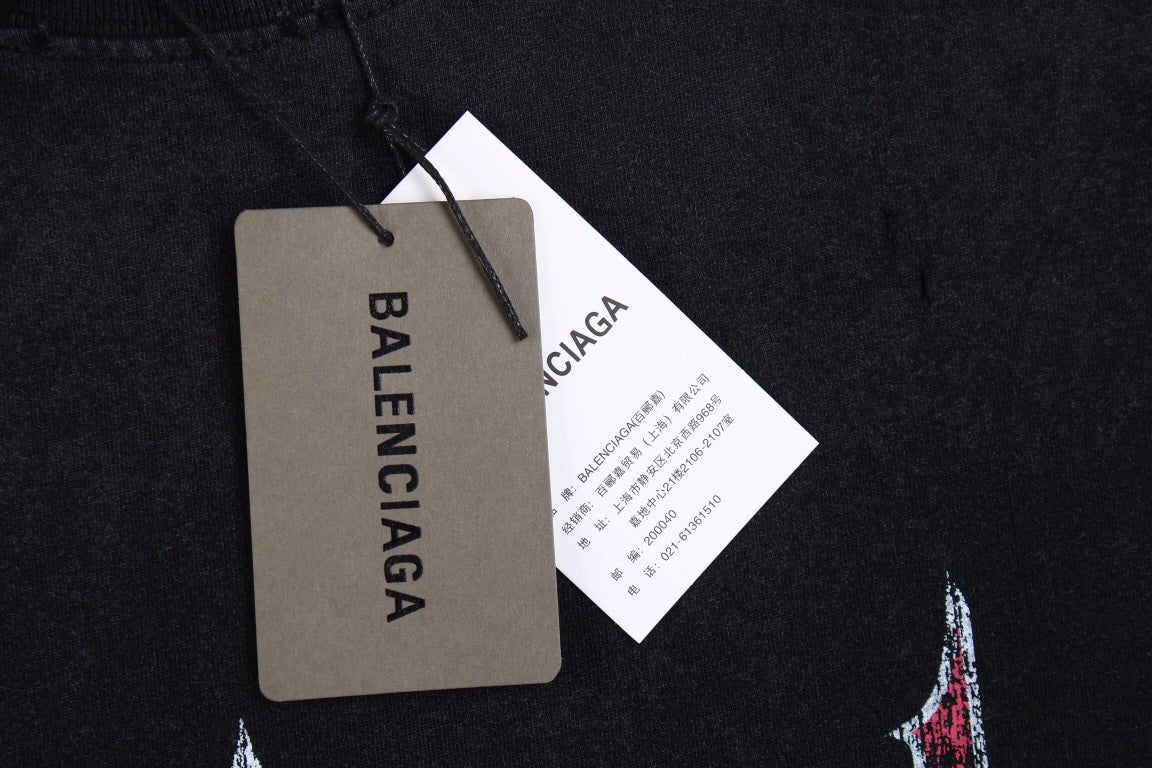 BALENCIAGA Devil's Eiffel Tower Graphic T-shirt - Black Unisex Streetwear Limited Edition - The BALENCIAGA DEVIL'S EIFFEL TOWER GRAPHIC T-SHIRT BLACK - REPLICA combines luxury fashion with a