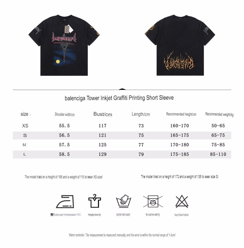 Camiseta gráfica Balenciaga Devil's Eiffel Tower negra