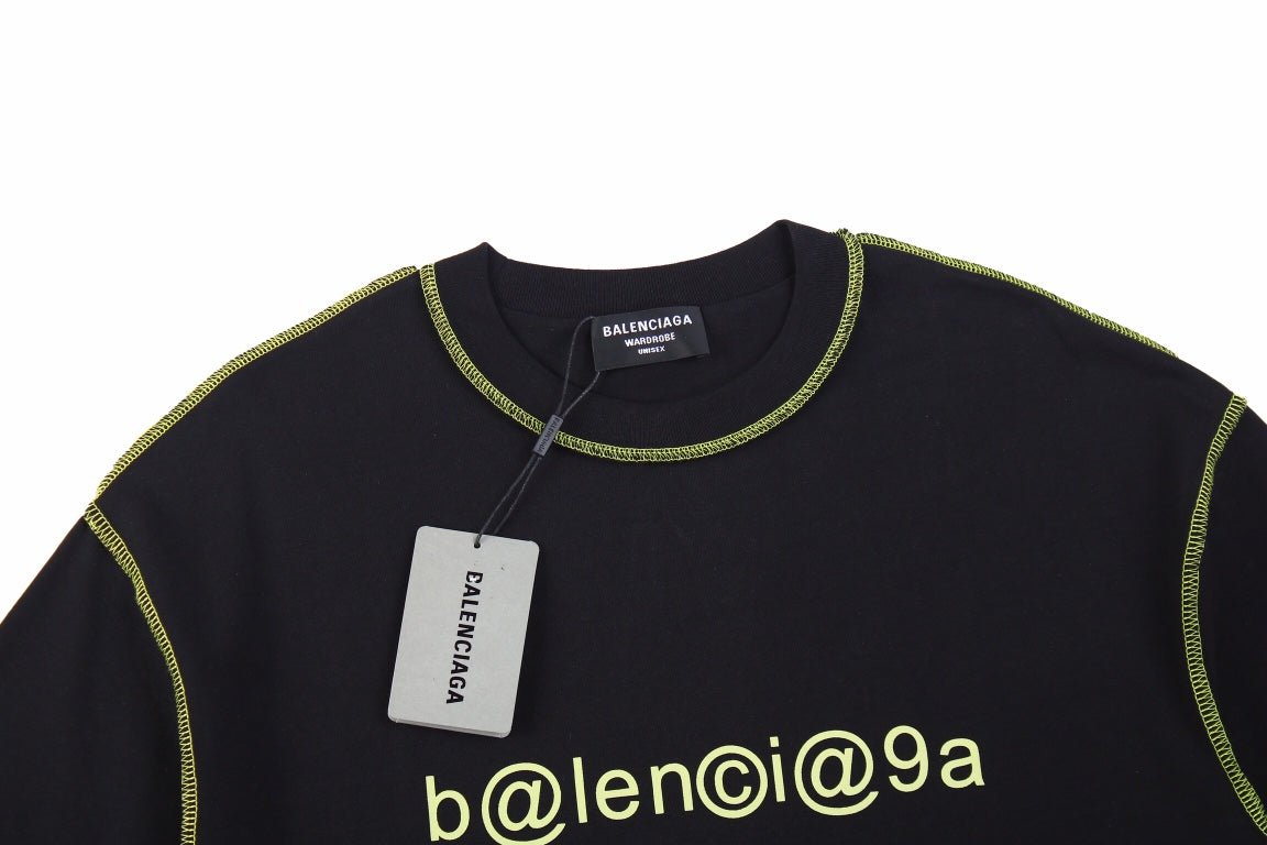 Balenciaga Digital Age Logo T-shirt - - Black Unisex Streetwear Limited Edition - This black version of the Balenciaga Digital Age t-shirt features the clever 'b@lenci@9a' email-style logo