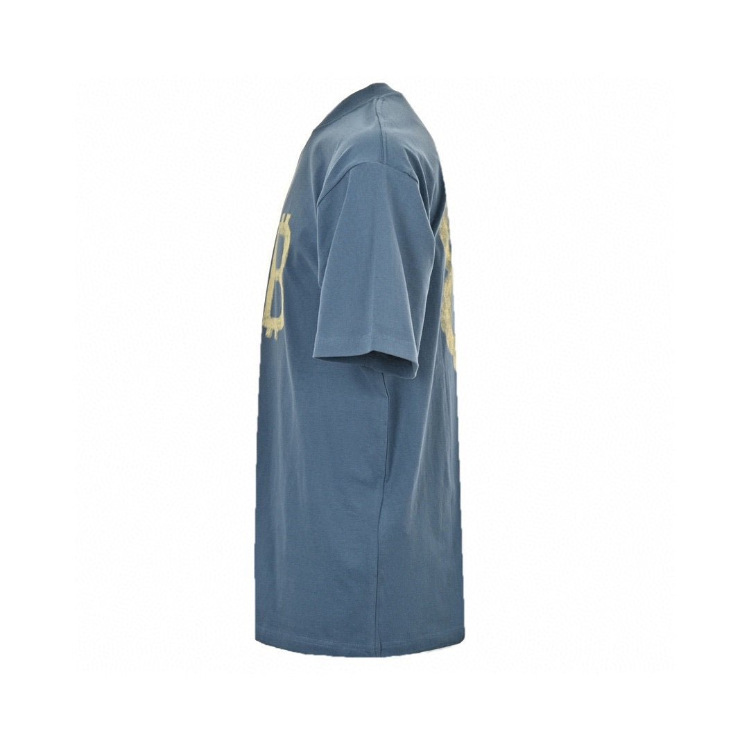 Balenciaga Double B Bitcoin T-shirt (blue) Unisex Streetwear Limited Edition - The Balenciaga Double B Bitcoin T-Shirt in blue is a unique fusion of high fashion
