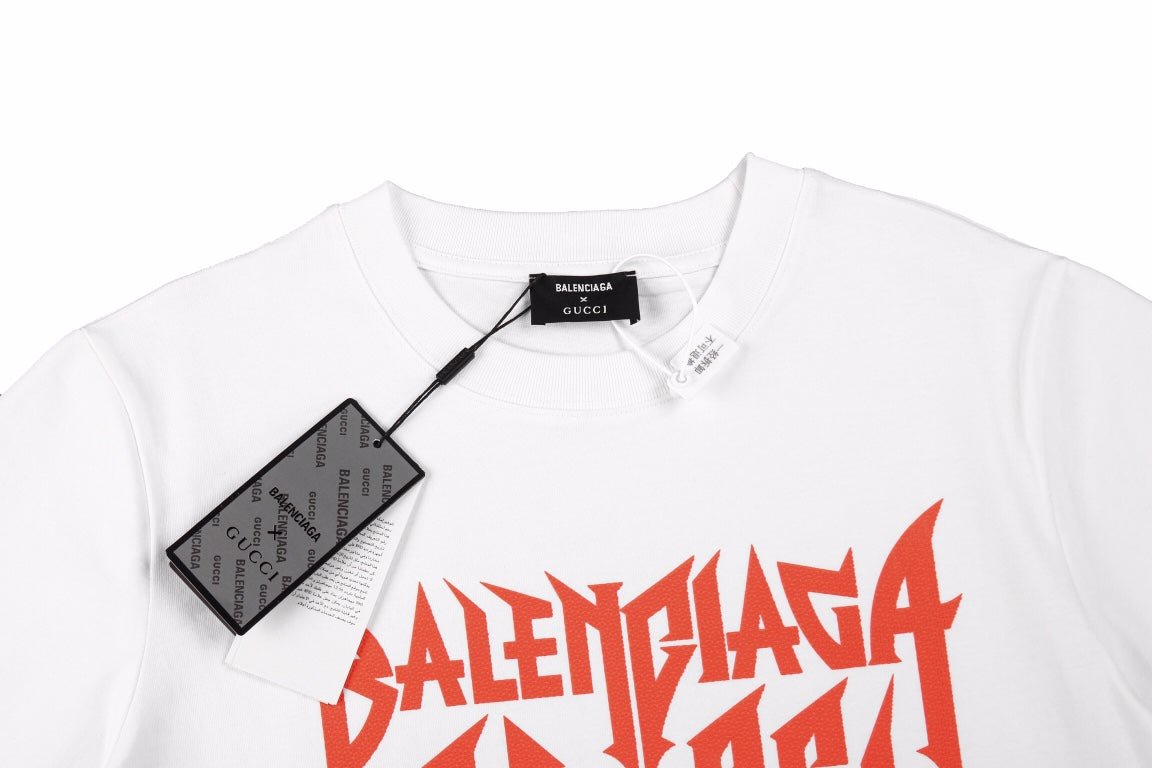 Balenciaga Gothic Logo T-shirt - - White Unisex Streetwear Limited Edition - This white Balenciaga t-shirt features the same striking gothic font seen in its black counterpart,