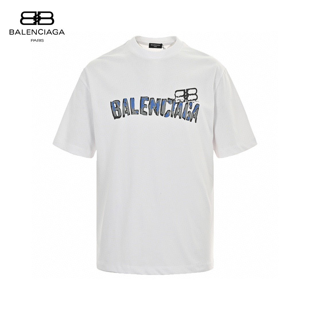 Balenciaga Graphic Logo T-shirt (white) Unisex Streetwear Limited Edition - The Balenciaga Graphic Logo T-Shirt in white is a stylish and modern piece that embodies