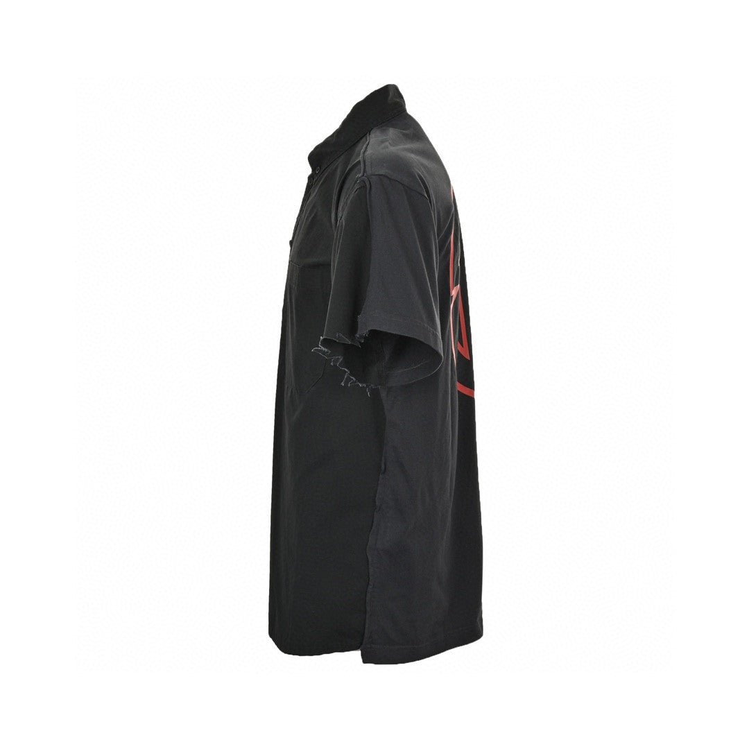 Balenciaga Logo Back Graphic Shirt - Black Unisex Streetwear Limited Edition - The Balenciaga Logo Back Graphic Shirt in black features a bold red graphic logo on
