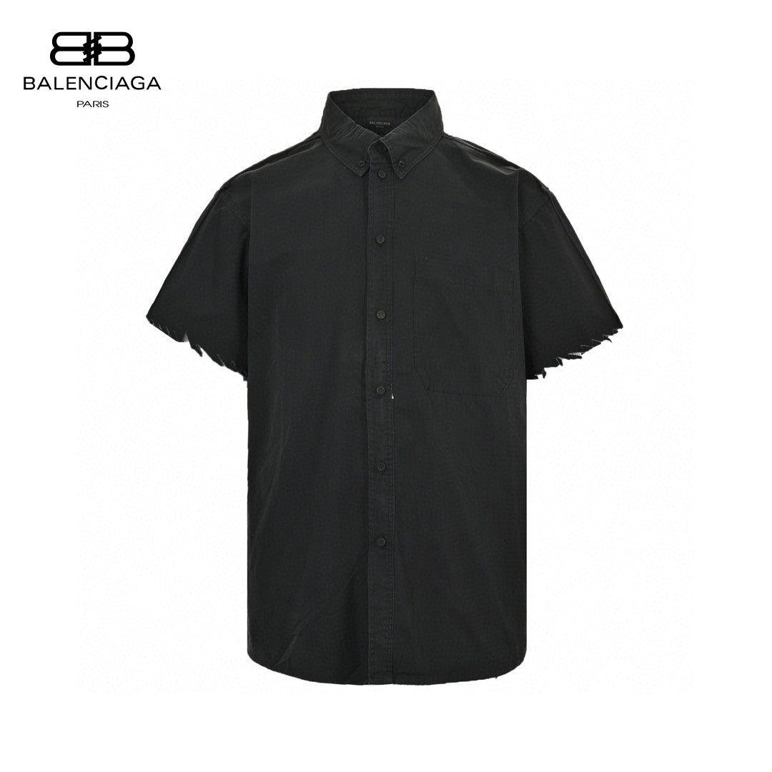Balenciaga Logo Back Graphic Shirt - Black Unisex Streetwear Limited Edition - The Balenciaga Logo Back Graphic Shirt in black features a bold red graphic logo on
