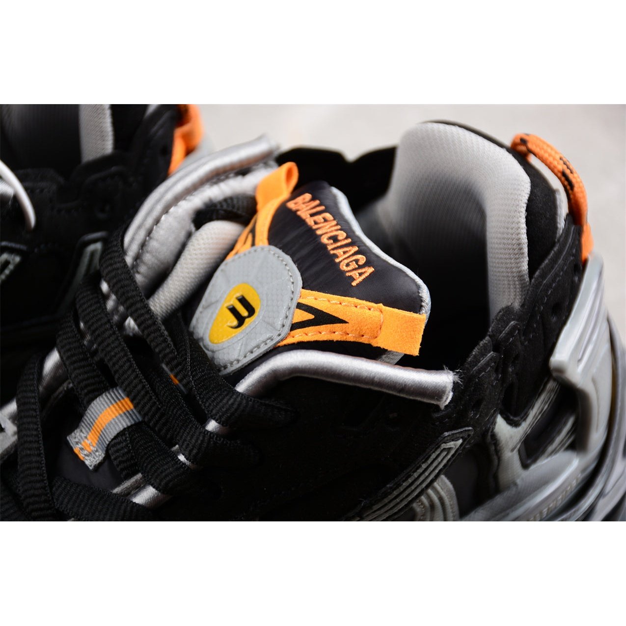 BALENCIAGA Runner - Grey Orange Sneakers - Black Unisex Streetwear Limited Edition - The Balenciaga Runner x Black Grey Orange sneakers showcase a striking blend of style and