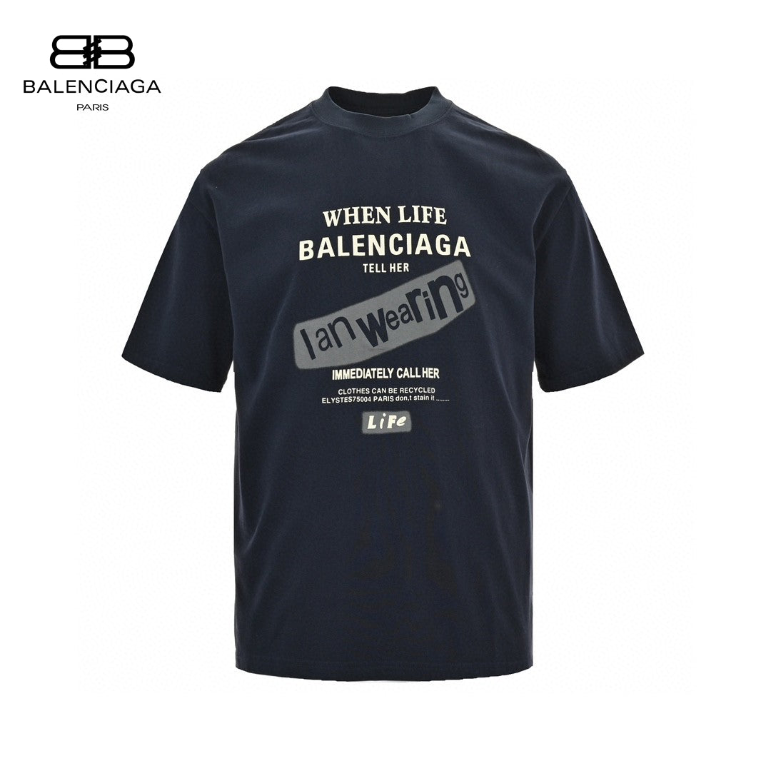 Balenciaga T-Shirt - Navy Back Logo - logo - replica sneakers