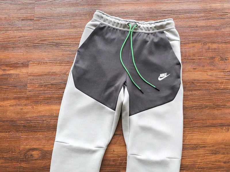 NIKE Tech Fleece Pants - Grey - - Green - Black Unisex Streetwear Limited Edition - The NIKE TECH FLEECE PANTS GREY/BLACK/GREEN - REPLICA bring together modern athletic performance and sleek