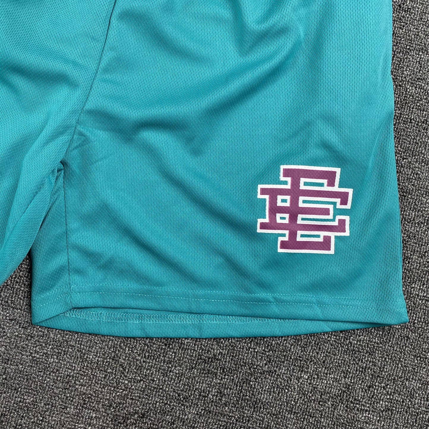 ERIC Emanuel Ee Basic Shorts Teal - - Purple Unisex Streetwear Limited Edition - The ERIC EMANUEL EE BASIC SHORTS TEAL/PURPLE - REPLICA blend luxury streetwear aesthetics with premium