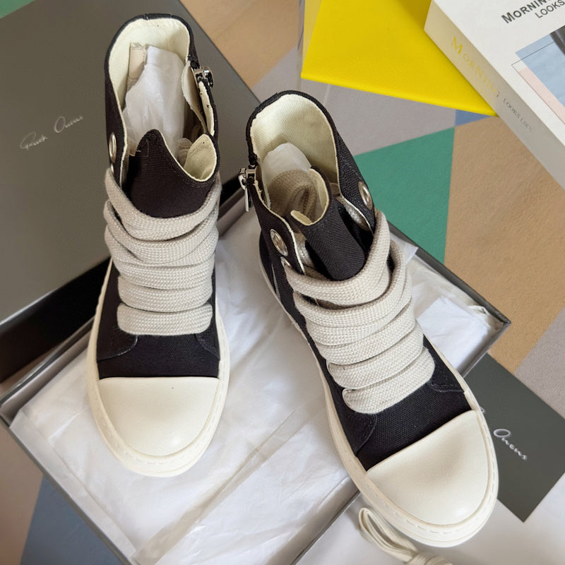 Rick Owens Drkshdw Ramones High-top Sneakers - Black Unisex Streetwear Limited Edition - Introducing the Rick Owens DRKSHDW Ramones High-Top Sneakers, a perfect blend of avant-garde design and