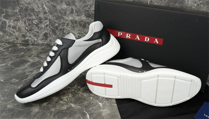 PRADA America's Cup Silver Sneakers - Black Unisex Streetwear Limited Edition