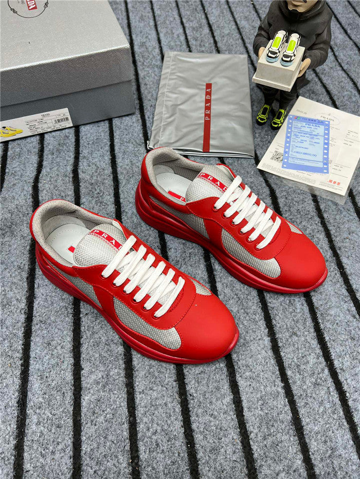 PRADA America's Cup Soft Rubber Silver Sneakers - Red Unisex Streetwear Limited Edition