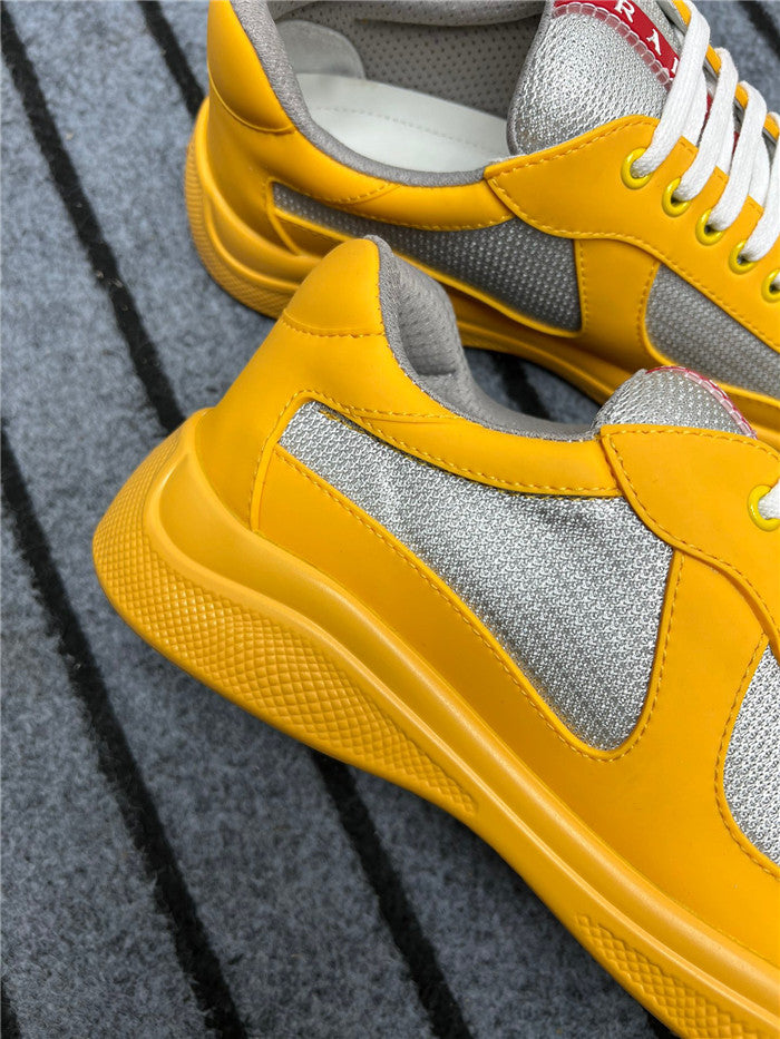 PRADA America's Cup Soft Rubber Silver Sneakers - Yellow Unisex Streetwear Limited Edition