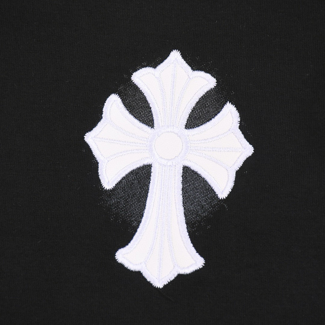 CHROME Hearts White Cross T-shirt - Black Unisex Streetwear Limited Edition