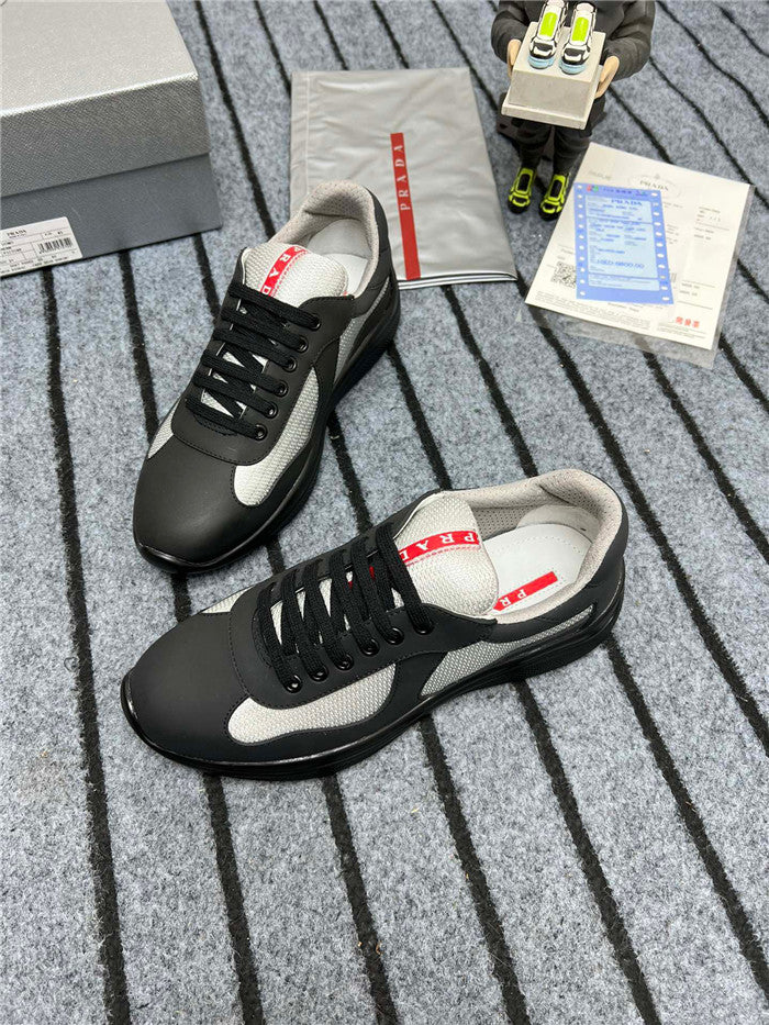 PRADA America's Cup Soft Rubber Silver Sneakers - Black Unisex Streetwear Limited Edition