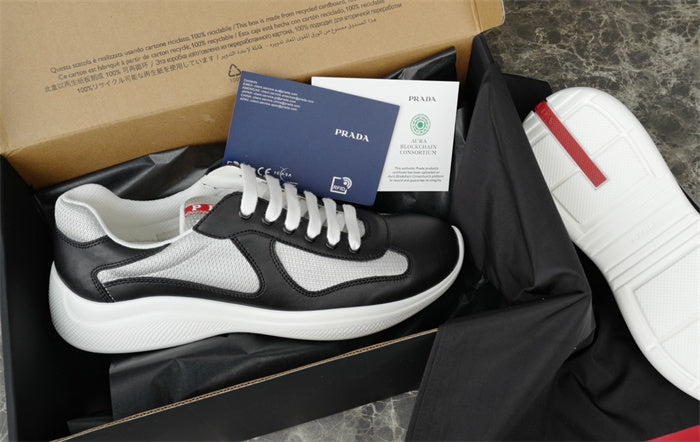 PRADA America's Cup Silver Sneakers - Black Unisex Streetwear Limited Edition