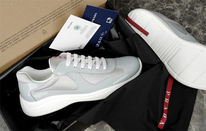 PRADA America's Cup Silver Sneakers - Grey Unisex Streetwear Limited Edition