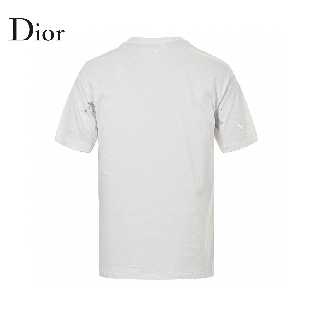 Dior Star Graphic T-shirt - White Unisex Streetwear Limited Edition - <span>This Dior t-shirt features a striking design with the Dior logo and star elements scattered