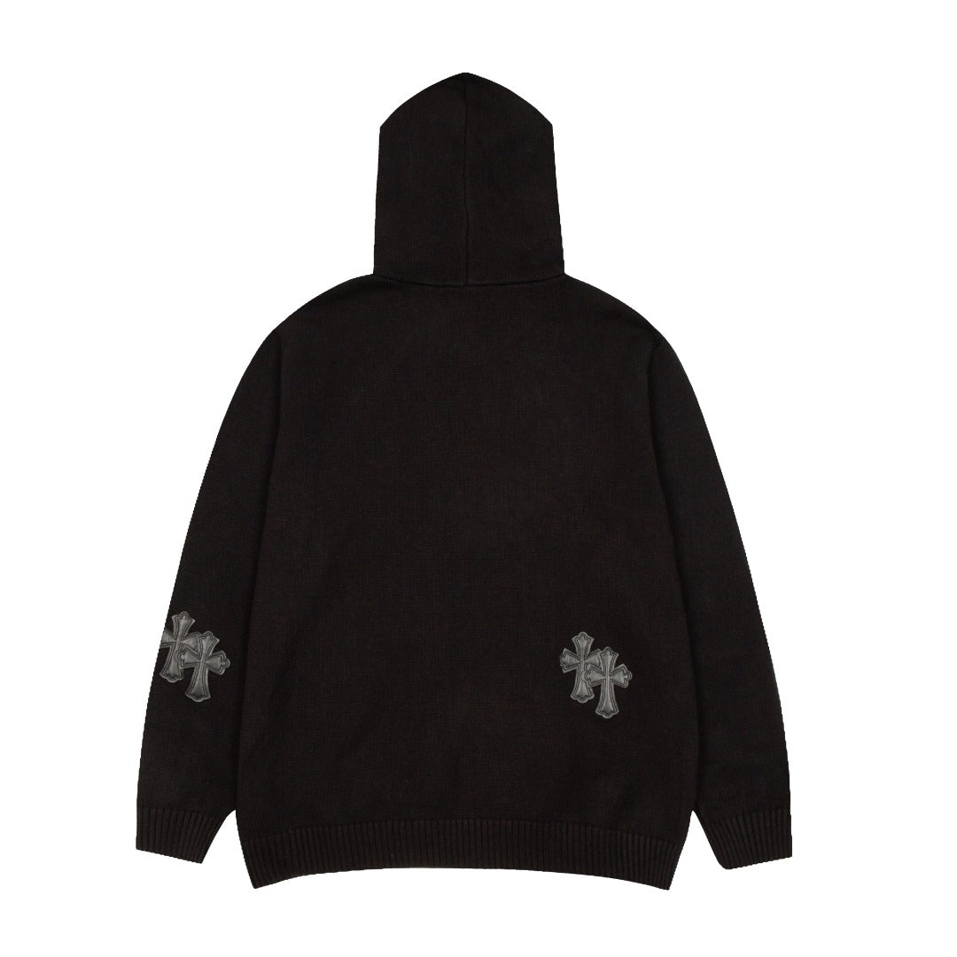 CHROME Hearts Cross Patch Hoodie - Black Unisex Streetwear Limited Edition